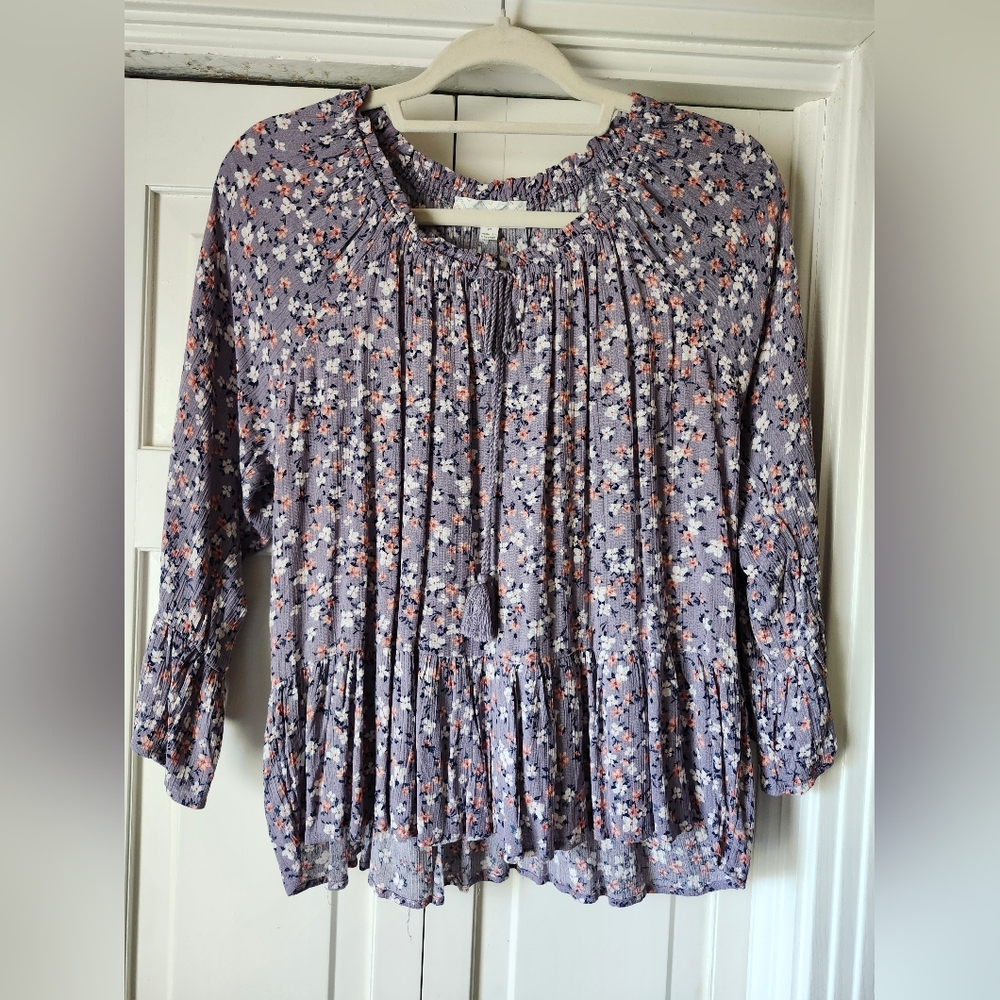 NWOT Floral Print Women's Peasant Blouse